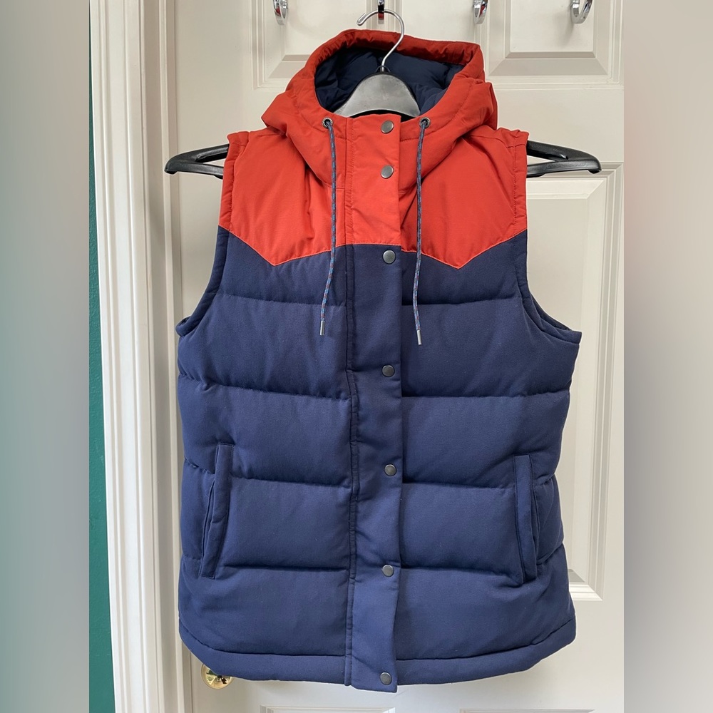 Patagonia Bivy Hooded Down Vest Orange & Blue